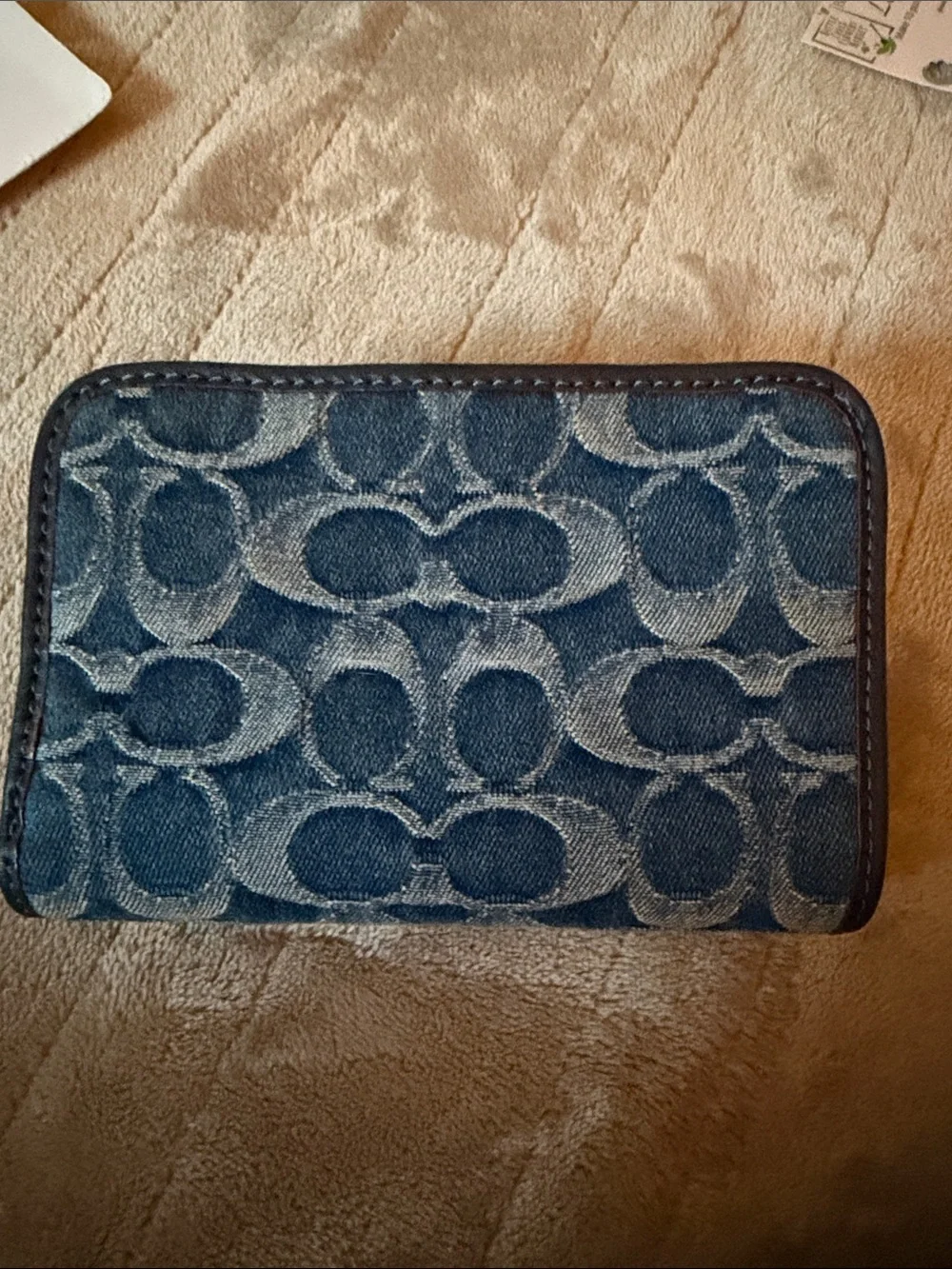 Coach Blue Denim Signature C Snap Card Holder